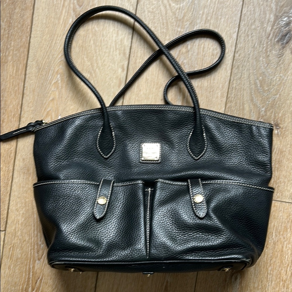 Dooney & Bourke Crescent Women's Brown Shoulder Black Pebble Grain Leather Tote